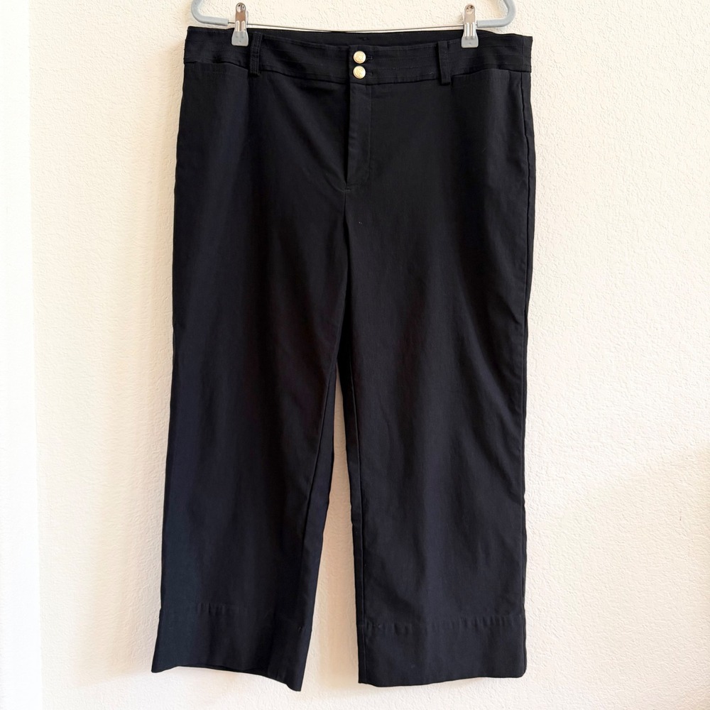 Chicos Ponte Knit Wide Leg Crop Pants Sz 3 US 16 Stretch Closet Staple Comfort